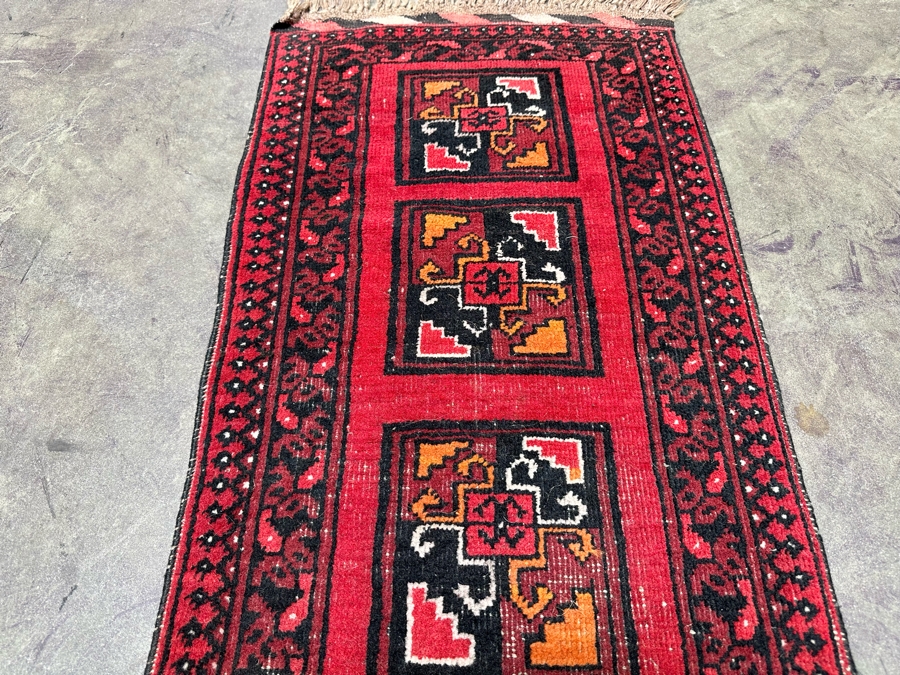 Vintage Hand Knotted Wool Persian Small Prayer Rug 19.5 X 38.5 [Photo 7]