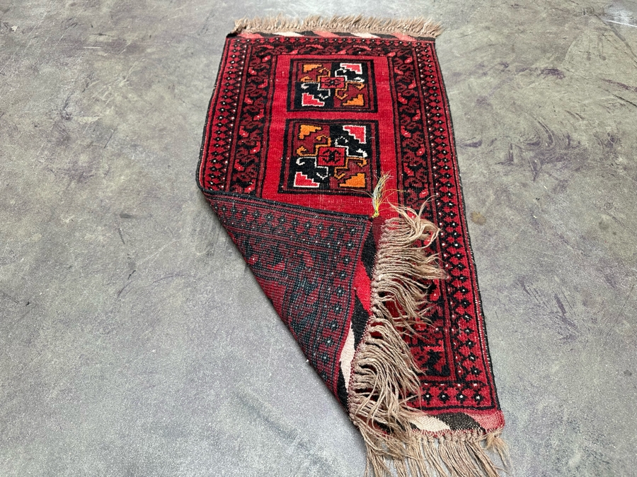 Vintage Hand Knotted Wool Persian Small Prayer Rug 19.5 X 38.5 [Photo 8]