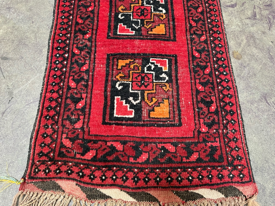 Vintage Hand Knotted Wool Persian Small Prayer Rug 19.5 X 38.5 [Photo 6]
