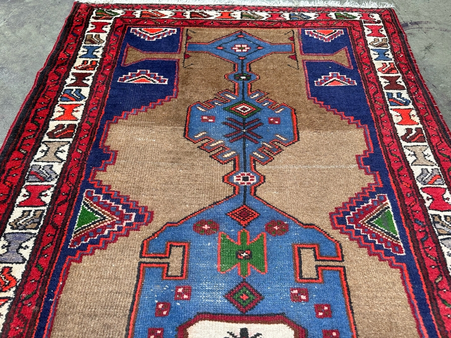 Vintage Hand Knotted Wool Persian Geometric Area Rug 42.5 X 77 [Photo 10]