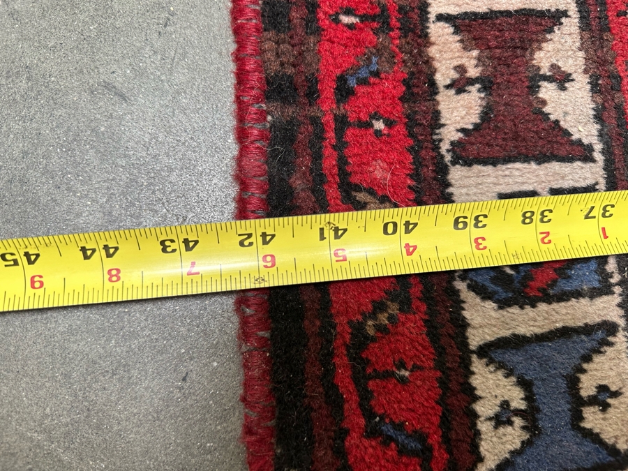 Vintage Hand Knotted Wool Persian Geometric Area Rug 42.5 X 77 [Photo 14]