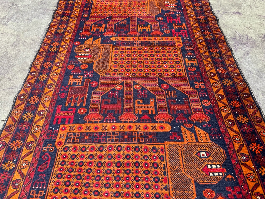 Hand Knotted Wool Belouch Persian Pictorial Area Rug With Animals Made In Afghanistan 38.5 X 68 [Photo 10]