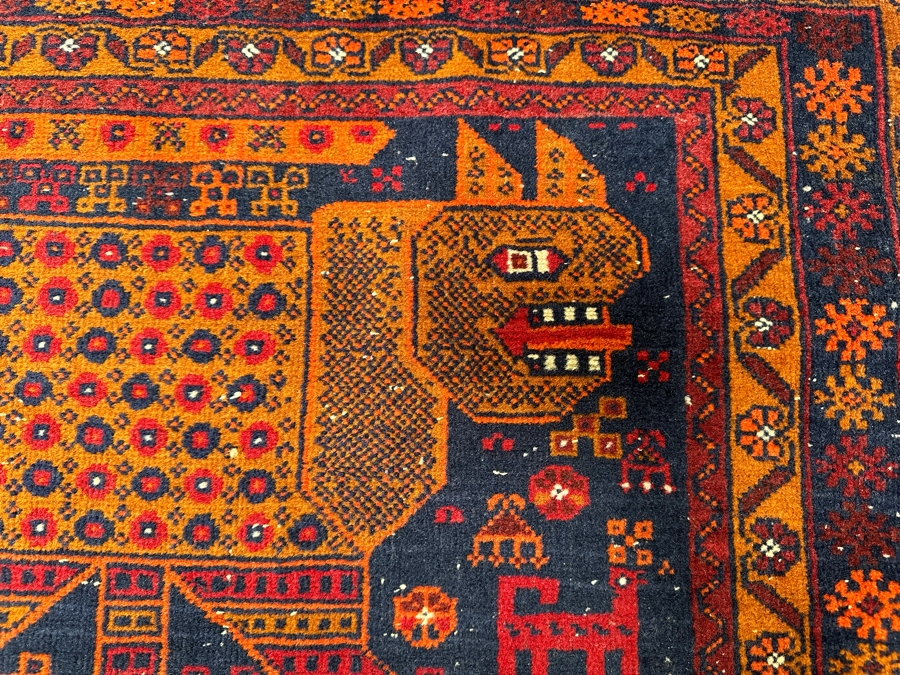 Hand Knotted Wool Belouch Persian Pictorial Area Rug With Animals Made In Afghanistan 38.5 X 68 [Photo 14]