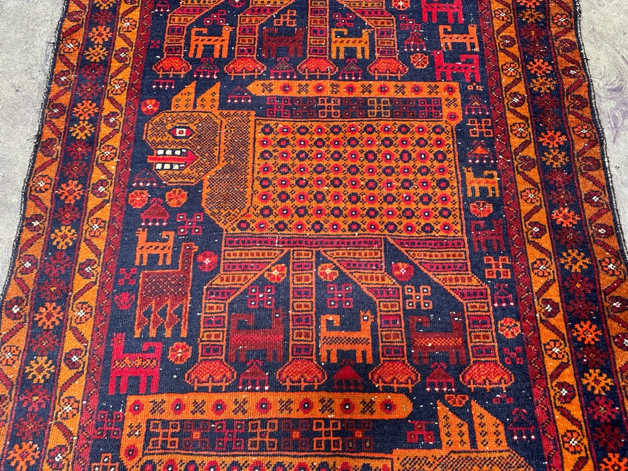 Hand Knotted Wool Belouch Persian Pictorial Area Rug With Animals Made In Afghanistan 38.5 X 68 [Photo 12]