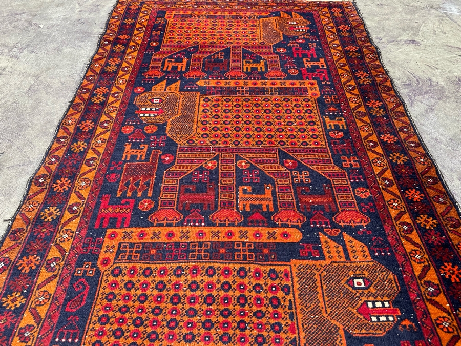 Hand Knotted Wool Belouch Persian Pictorial Area Rug With Animals Made In Afghanistan 38.5 X 68 [Photo 11]