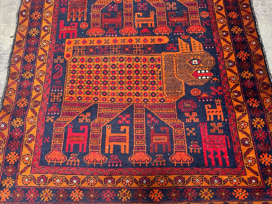 Hand Knotted Wool Belouch Persian Pictorial Area Rug With Animals Made In Afghanistan 38.5 X 68 [Photo 8]
