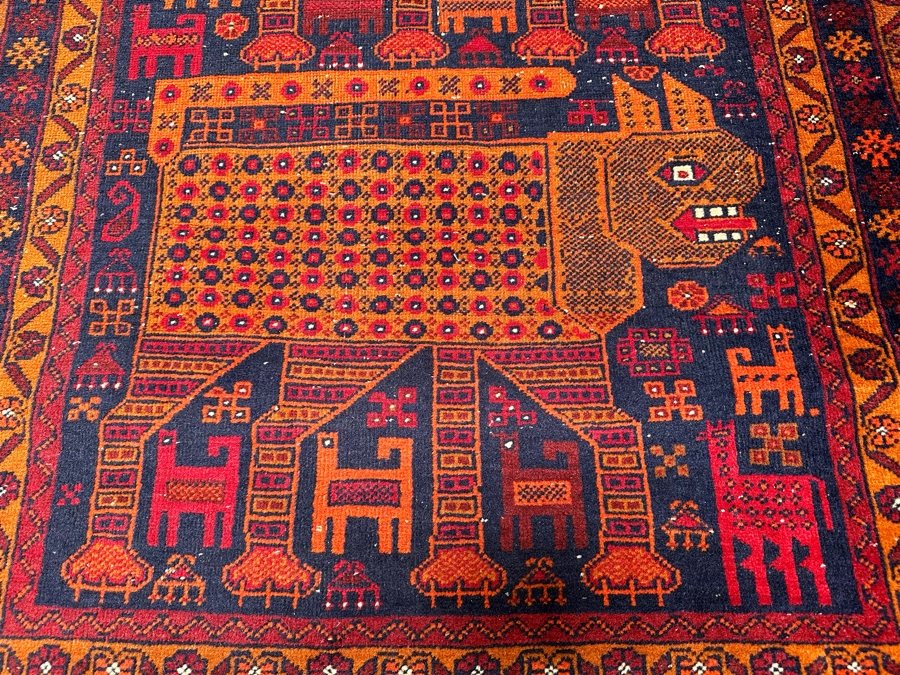 Hand Knotted Wool Belouch Persian Pictorial Area Rug With Animals Made In Afghanistan 38.5 X 68 [Photo 9]