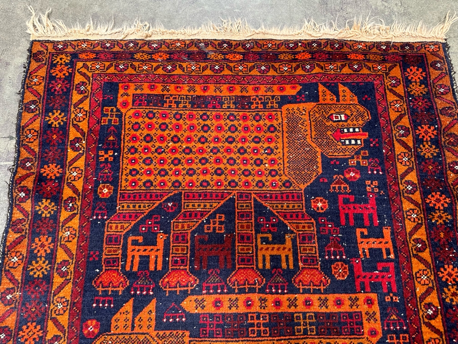 Hand Knotted Wool Belouch Persian Pictorial Area Rug With Animals Made In Afghanistan 38.5 X 68 [Photo 13]