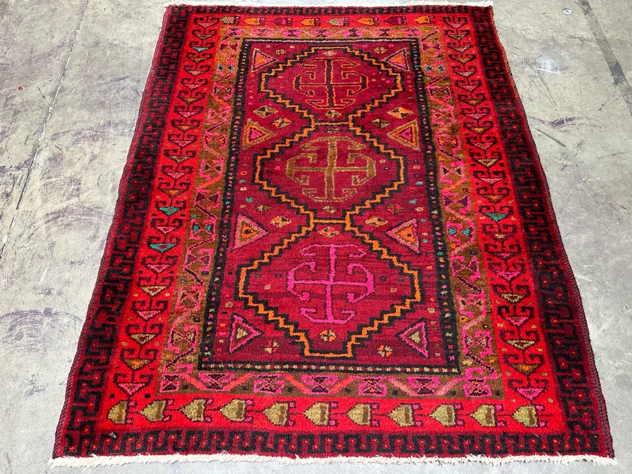Hand Knotted Wool Persian Area Rug With Reds And Pinks 57 X 71 [Photo 4]