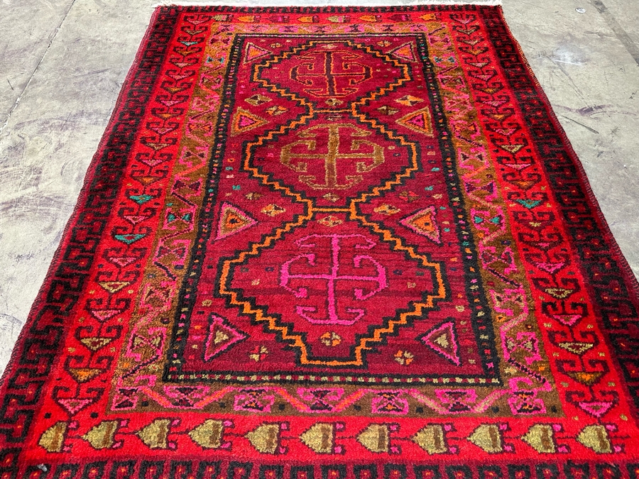 Hand Knotted Wool Persian Area Rug With Reds And Pinks 57 X 71 [Photo 5]