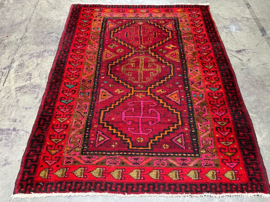 Hand Knotted Wool Persian Area Rug With Reds And Pinks 57 X 71 [Photo 2]
