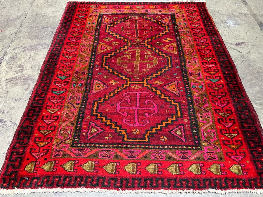Hand Knotted Wool Persian Area Rug With Reds And Pinks 57 X 71 [Photo 6]