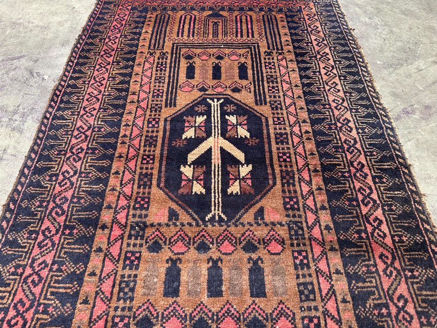 Vintage Hand Knotted Wool Persian Area Rug 36 X 60 [Photo 6]