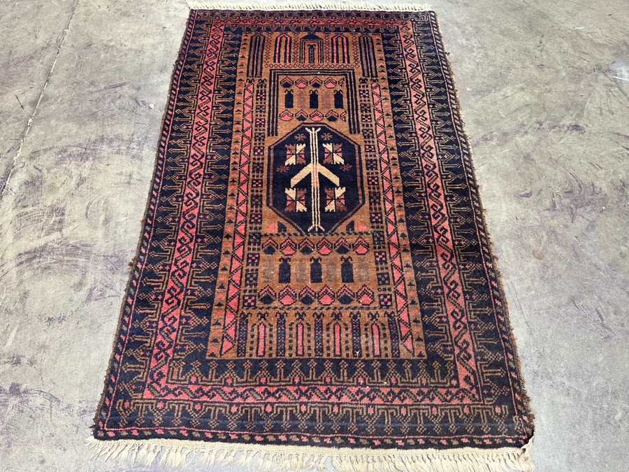 Vintage Hand Knotted Wool Persian Area Rug 36 X 60 [Photo 2]