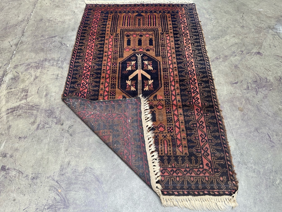 Vintage Hand Knotted Wool Persian Area Rug 36 X 60 [Photo 10]