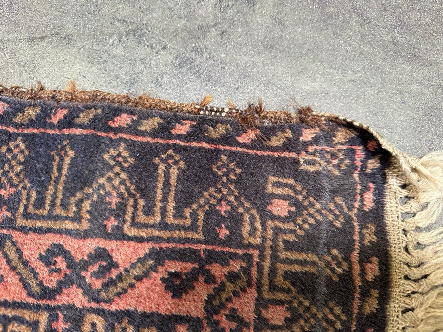 Vintage Hand Knotted Wool Persian Area Rug 36 X 60 [Photo 9]