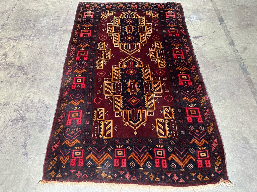 Hand Knotted Wool Persian Area Rug Geometric With Brilliantly Stunning Colors 44 X 74 [Photo 4]