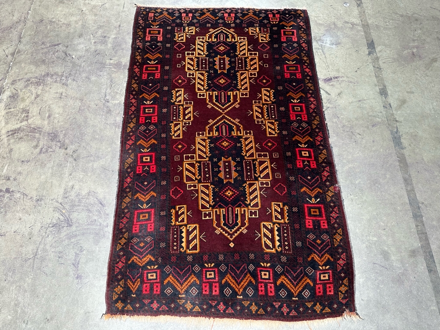 Hand Knotted Wool Persian Area Rug Geometric With Brilliantly Stunning Colors 44 X 74 [Photo 5]