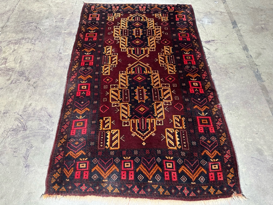 Hand Knotted Wool Persian Area Rug Geometric With Brilliantly Stunning Colors 44 X 74 [Photo 3]