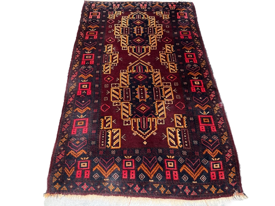 Hand Knotted Wool Persian Area Rug Geometric With Brilliantly Stunning Colors 44 X 74 [Photo 1]