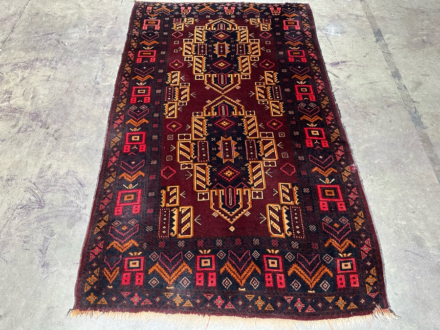Hand Knotted Wool Persian Area Rug Geometric With Brilliantly Stunning Colors 44 X 74 [Photo 2]
