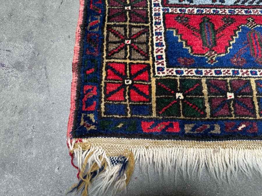 Stunning Hand Knotted Wool Persian Area Rug With Reds And Blues Geometric 48 X 70 [Photo 12]