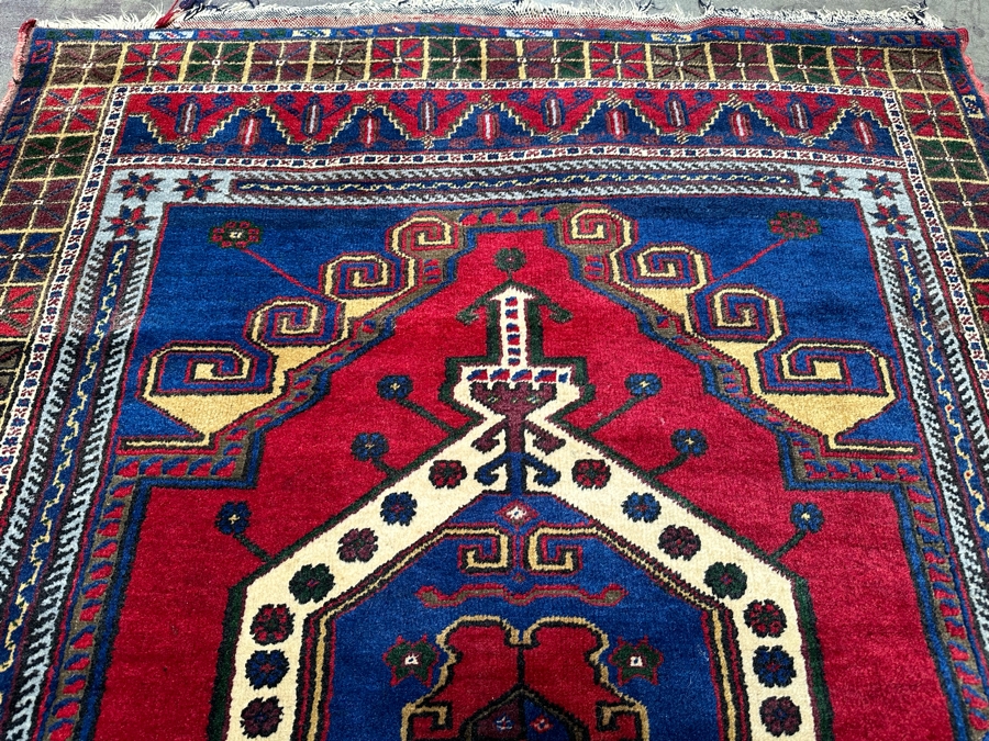 Stunning Hand Knotted Wool Persian Area Rug With Reds And Blues Geometric 48 X 70 [Photo 9]