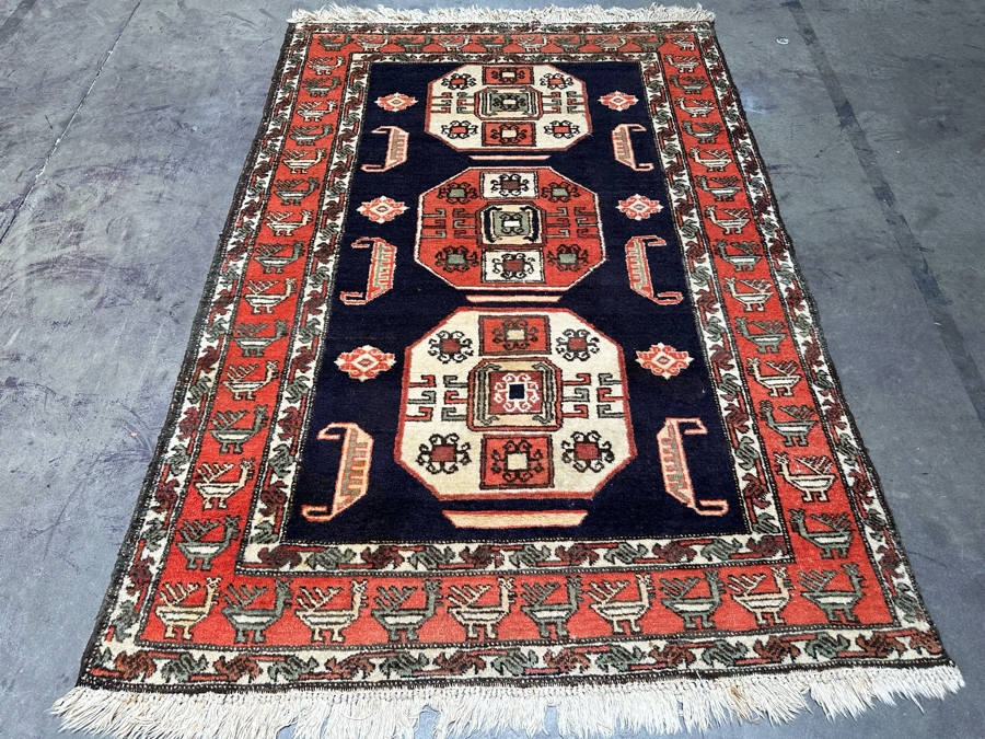 Iranian Hand Knotted Wool Geometric Area Rug From Ghodsian & Sons, Teheran Iran 54.5 X 82 [Photo 2]