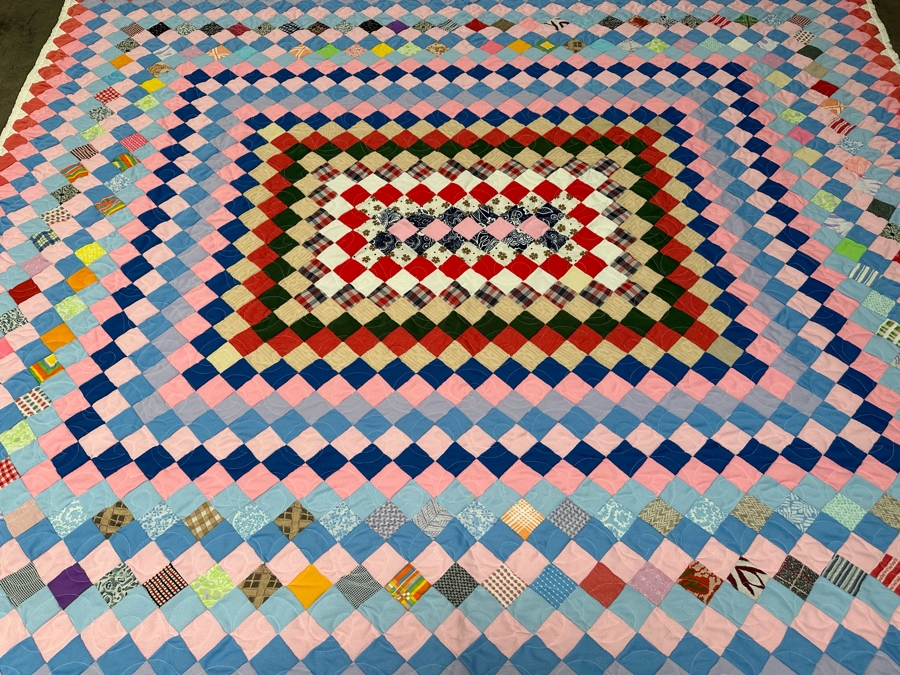 Vintage Geometric Mosaic Quilt 90 X 75 [FR] [Photo 4]