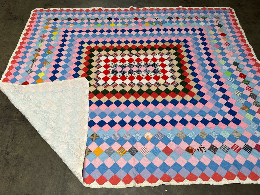 Vintage Geometric Mosaic Quilt 90 X 75 [FR] [Photo 8]
