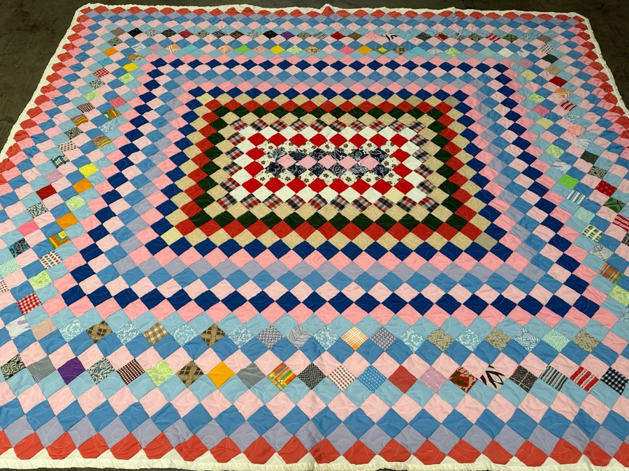 Vintage Geometric Mosaic Quilt 90 X 75 [FR] [Photo 5]