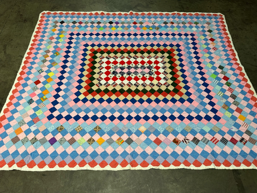 Vintage Geometric Mosaic Quilt 90 X 75 [FR] [Photo 3]