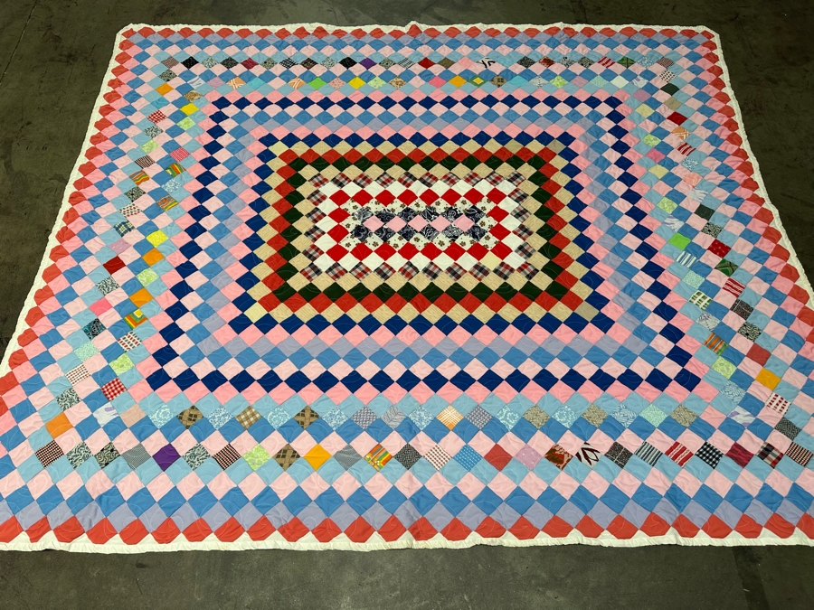 Vintage Geometric Mosaic Quilt 90 X 75 [FR] [Photo 2]