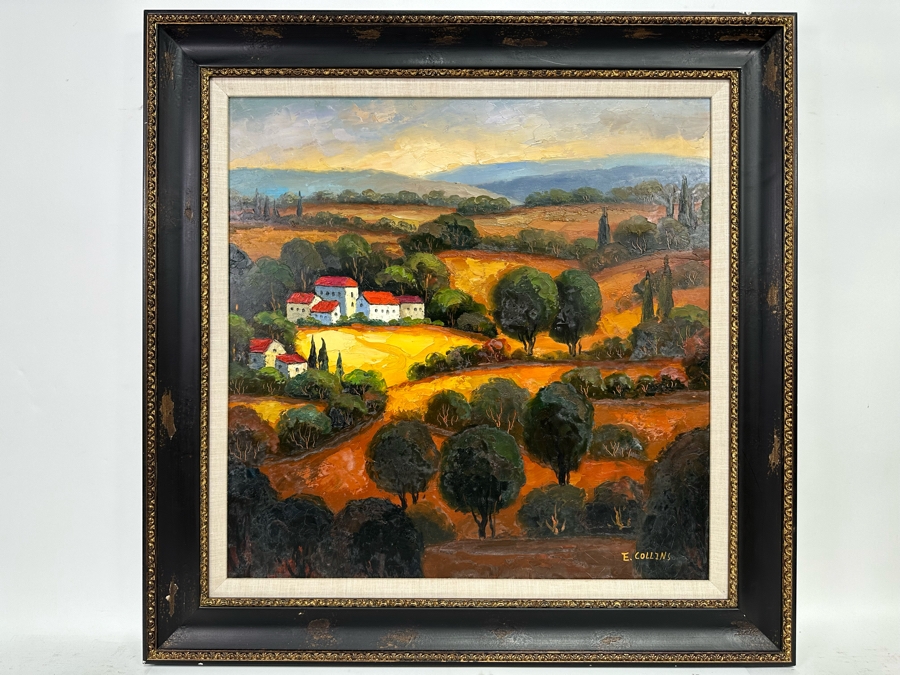Original Oil Painting On Canvas By E. Collins 24 X 24 Framed 30.5 X 30.5 [FR] [Photo 3]
