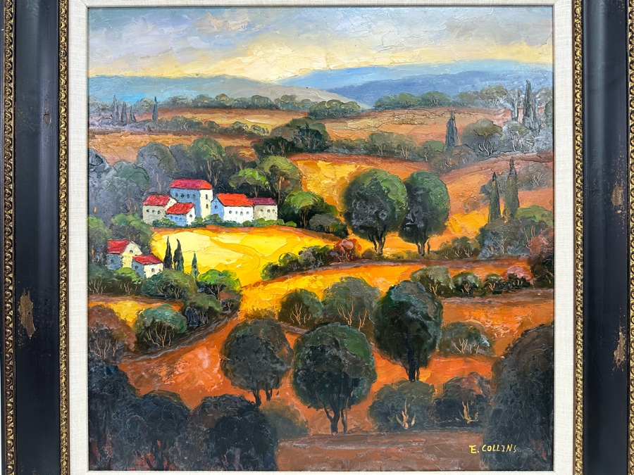 Original Oil Painting On Canvas By E. Collins 24 X 24 Framed 30.5 X 30.5 [FR] [Photo 4]