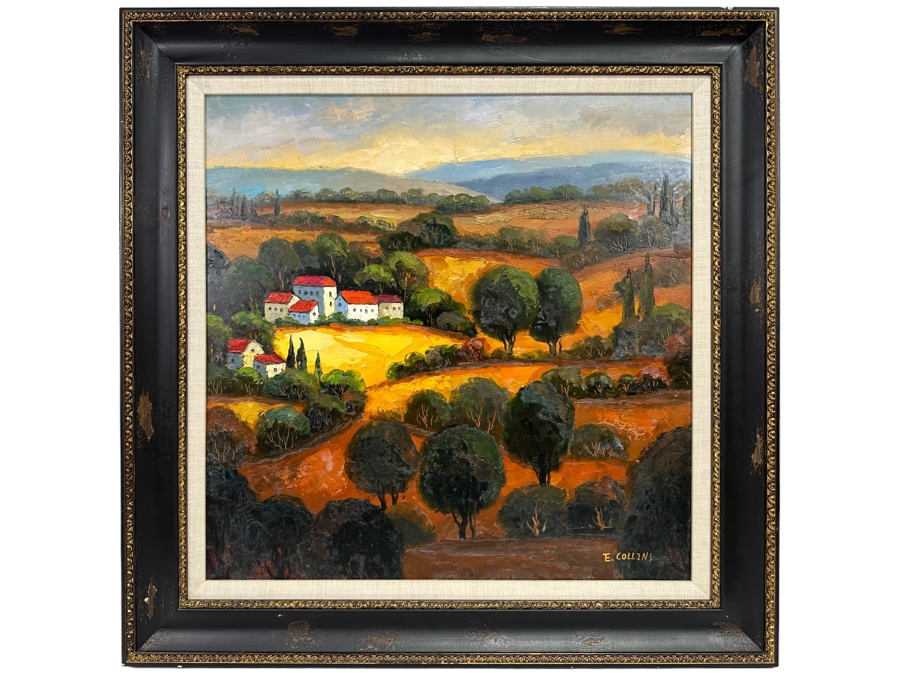 Original Oil Painting On Canvas By E. Collins 24 X 24 Framed 30.5 X 30.5 [FR]