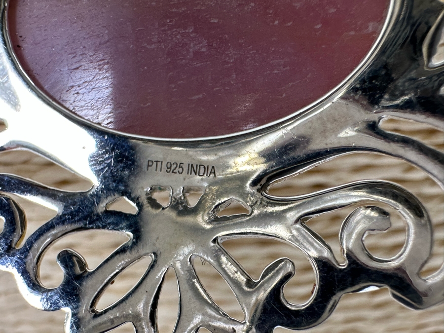 Large Sterling Silver With Stone Pendant And Italian Sterling Silver 19' Rope Chain Necklace 29.2g [Photo 7]