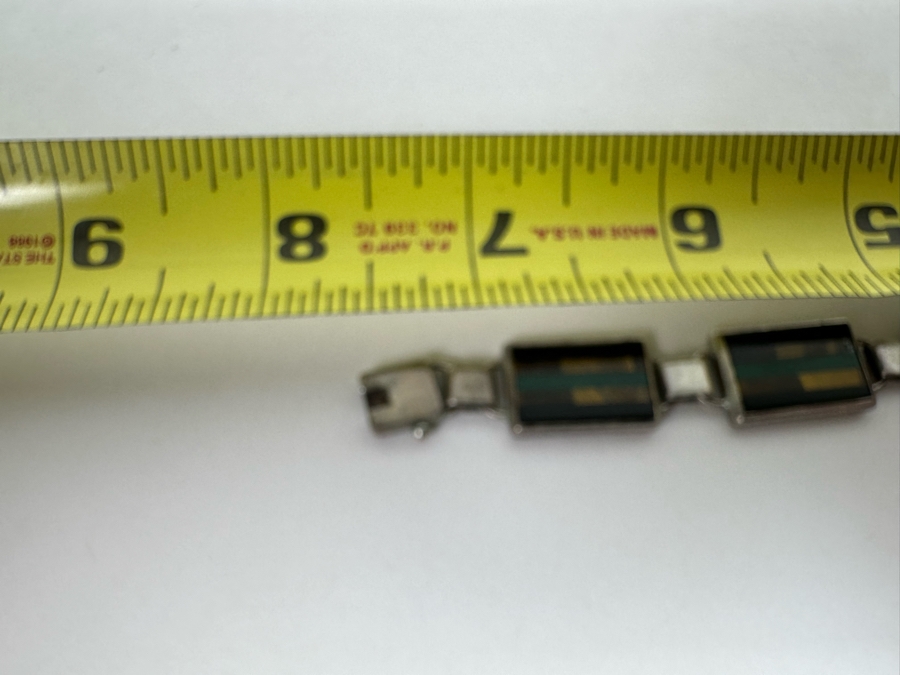 Sterling Silver Inlaind Stone Mexican 7.5' Bracelet TS-42 Taxco 25.7g [Photo 7]