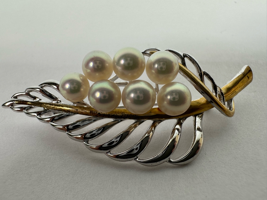 Vintage Sterling Silver Pearl Brooch Pin 10.6g [Photo 4]