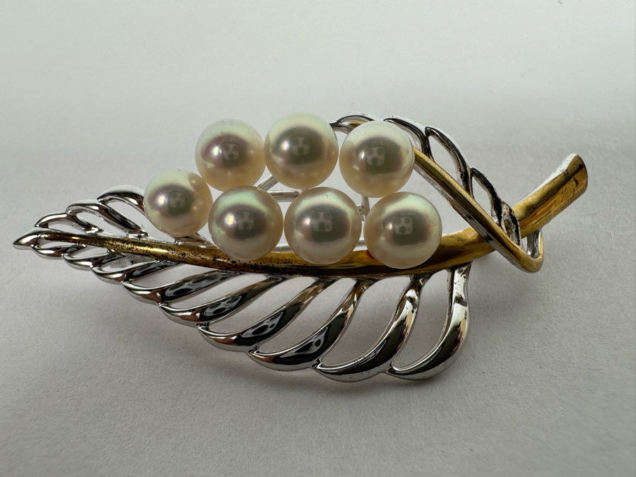 Vintage Sterling Silver Pearl Brooch Pin 10.6g [Photo 3]