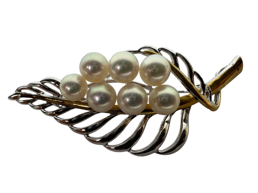 Vintage Sterling Silver Pearl Brooch Pin 10.6g [Photo 1]
