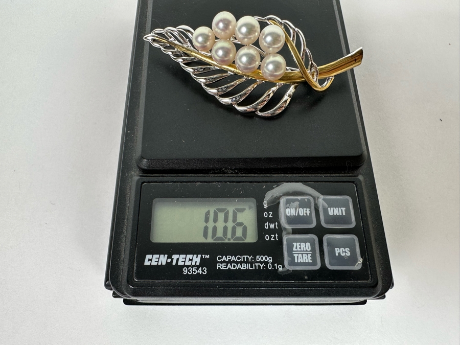 Vintage Sterling Silver Pearl Brooch Pin 10.6g [Photo 8]
