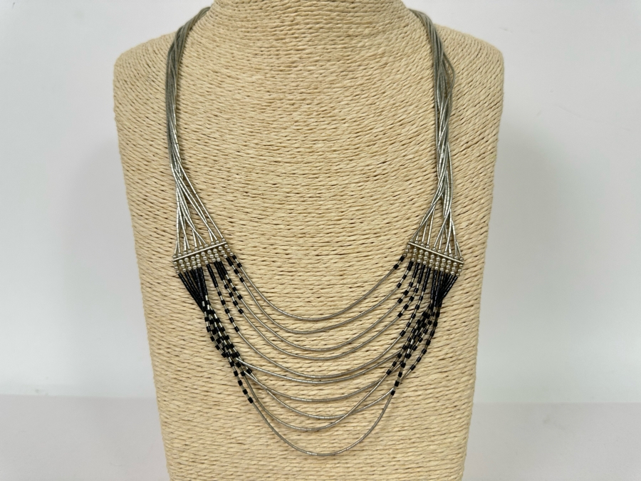 Stunning Liquid Silver Multi-Strand 24' Necklace 30.6g [Photo 2]