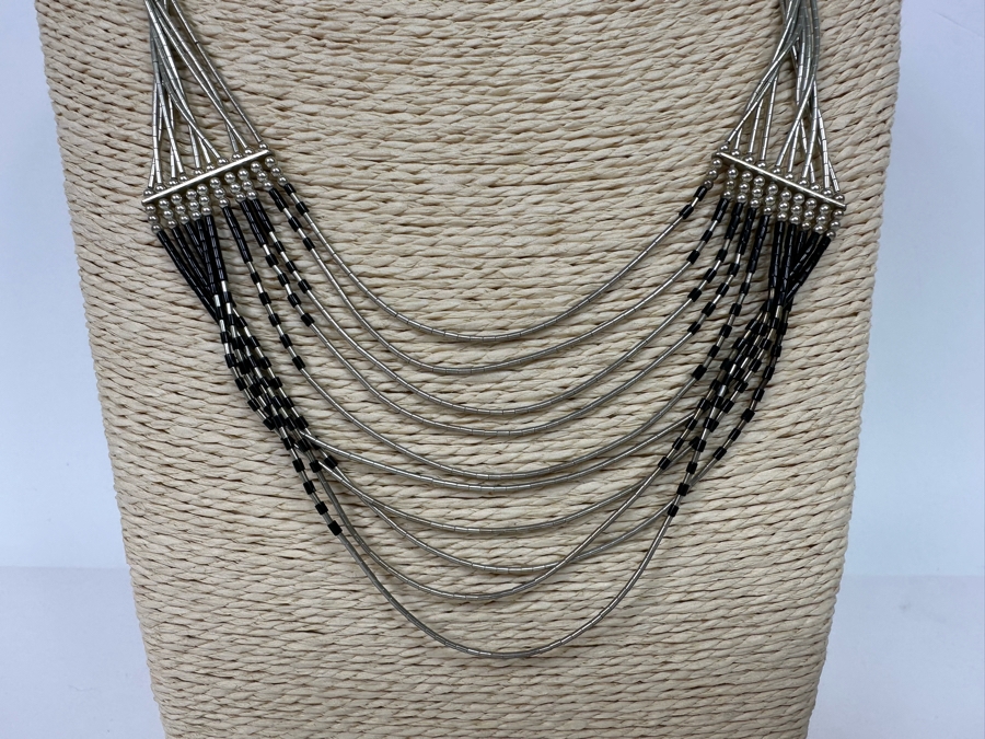 Stunning Liquid Silver Multi-Strand 24' Necklace 30.6g [Photo 4]