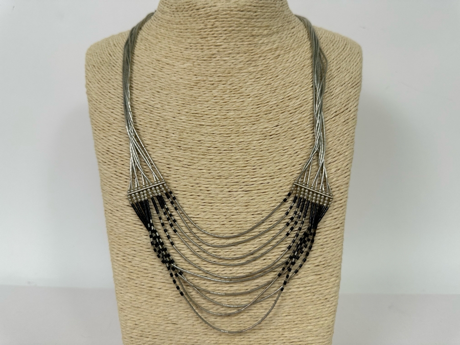 Stunning Liquid Silver Multi-Strand 24' Necklace 30.6g [Photo 3]