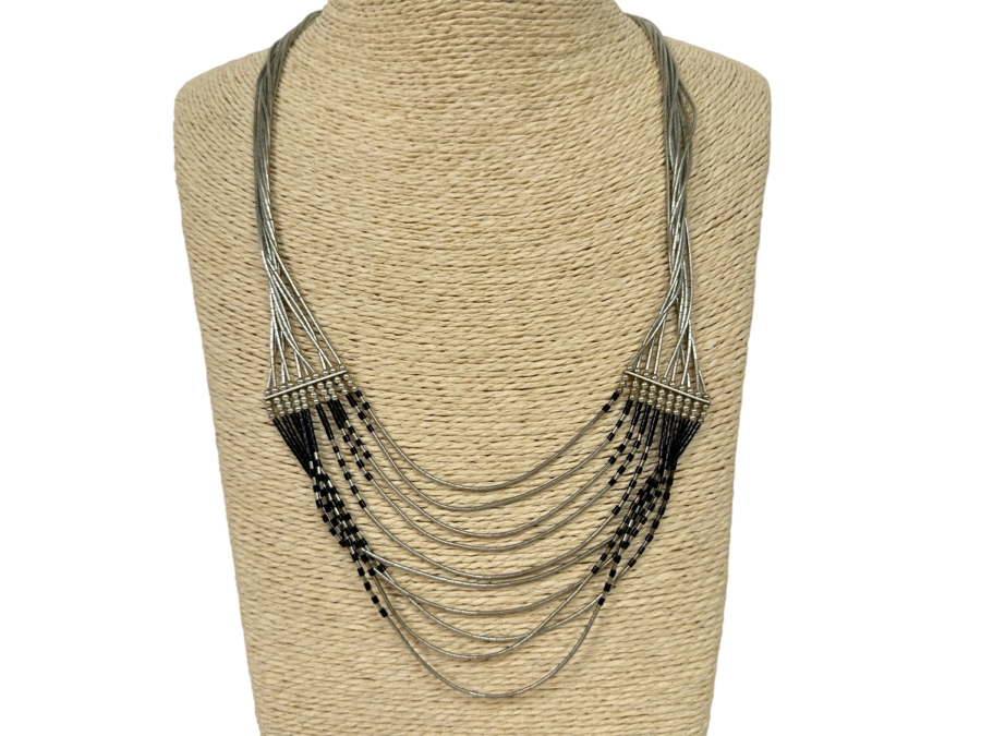 Stunning Liquid Silver Multi-Strand 24' Necklace 30.6g [Photo 1]