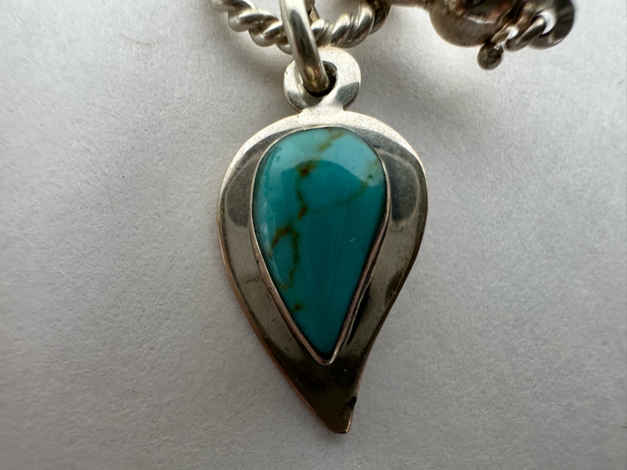 Vintage Signed Ragul Cano Mexico Sterling Silver Turquoise Earrings 7.4g [Photo 7]