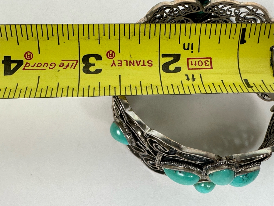 Sterling Silver Turquoise Bracelet 2.5W 55.1g [Photo 9]