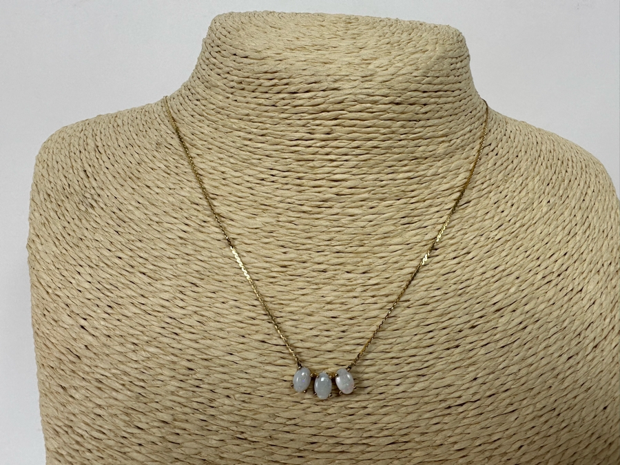 14K Gold Opal Pendant With 14K Gold Chain 15' Necklace 2.3g [Photo 5]