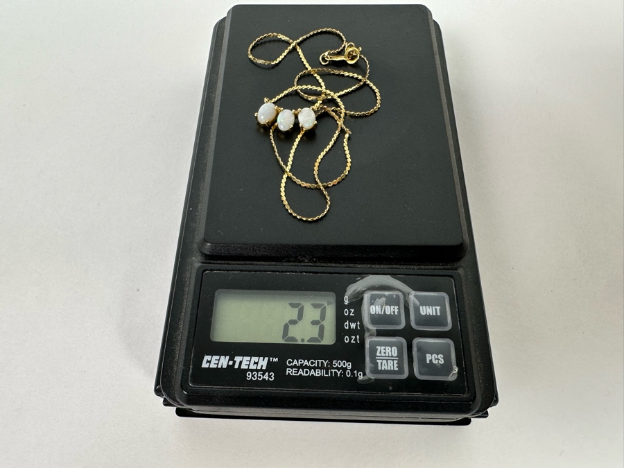 14K Gold Opal Pendant With 14K Gold Chain 15' Necklace 2.3g [Photo 14]